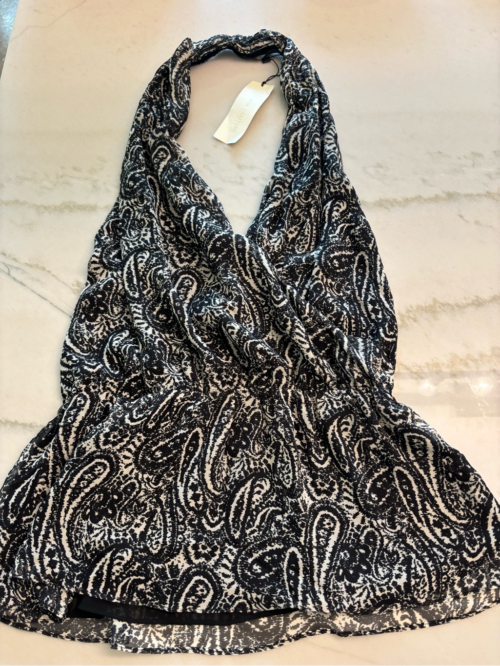 100% Silk Mm Couture Paisley Halter Top Open Back Y2k Size M